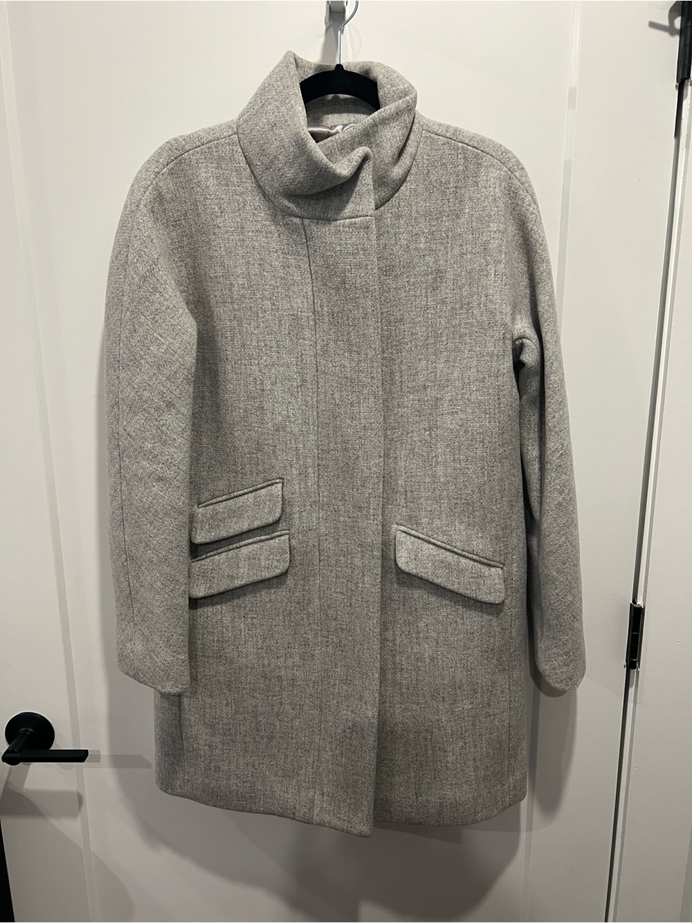 J. Crew Light Gray Funnel-Collar Wool Coat